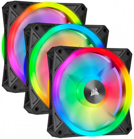 Ventilatoare CORSAIR iCUE QL120 RGB 120mm PWM Triple Fan with Lighting Node CORE, Fan Size 120mm x 25mm BLACK
