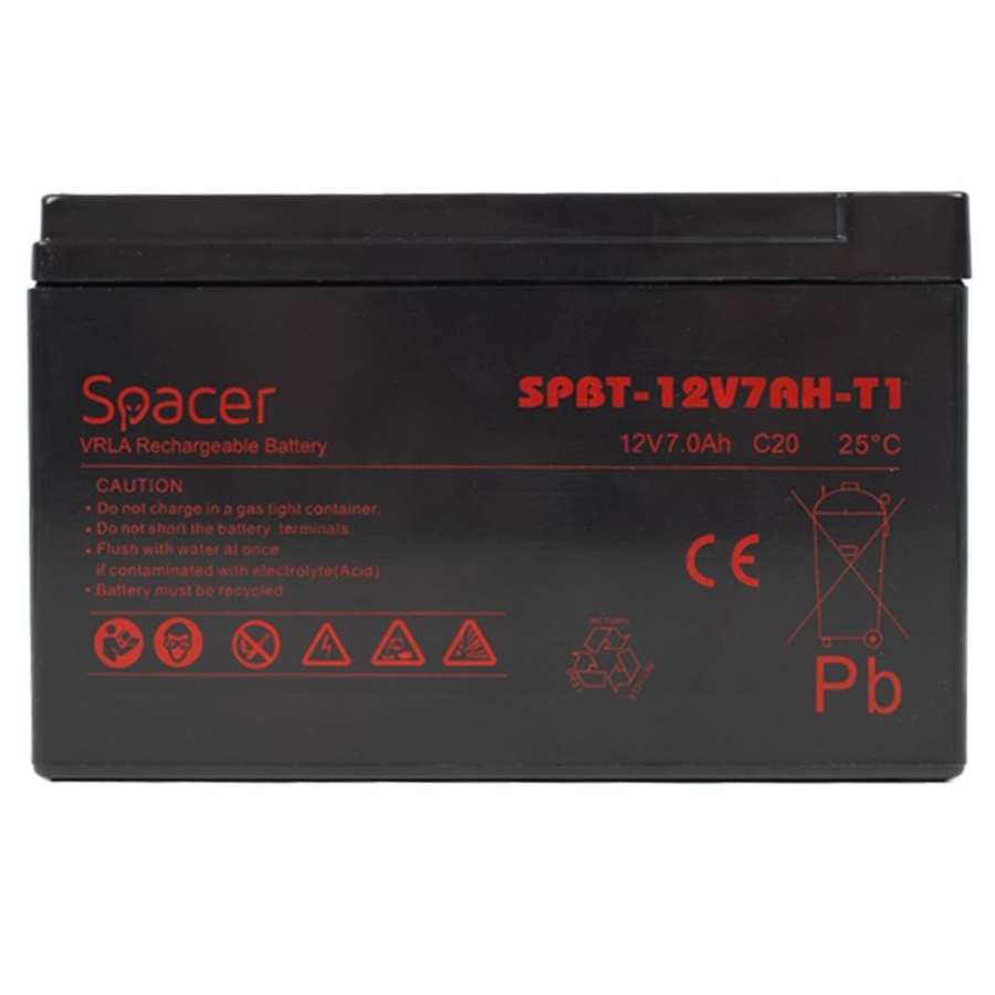 Acumulator UPS SPACER 12V/7Ah, negru - Img 2