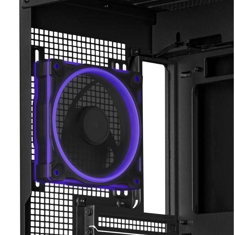 Carcasa ASUS A31 PLUS Mid Tower ARGB NEGRU, Tempered Glass, Sloturi Expansiune 7, Drive Bays: 2x3.5"/2.5", Ventilatoare Suportate: 7 (spate: 1x120mm sau 1x140mm, sus: 3x120mm sau 2x140mm, lateral: 3x120mm), Ventilatoare Incluse: 4 (spate: 1x120mm, - Img 10