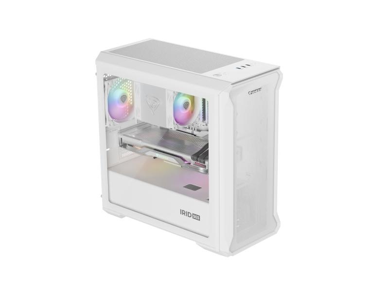 Carcasa GENESIS IRID 503 LITE Mini Tower ARGB ALB, Tempered Glass, Sloturi Expansiune 5, Drive Bays: 2x3.5" 3x2.5", Ventilatoare Suportate: 6 (spate: 1x120mm, fata: 3x120mm sau 2x140mm, sus: 2x120mm sau 2x140mm), Ventilatoare Incluse: 1 (spate: 1x120mm), - Img 5