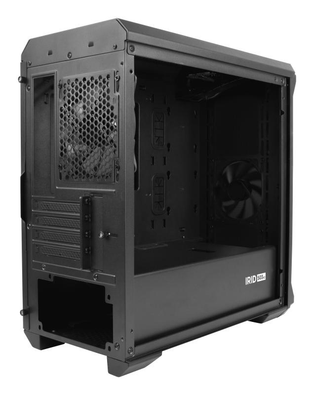Carcasa GENESIS IRID 503 V2 Mini Tower NEGRU, Tempered Glass, Sloturi Expansiune 4, Drive Bays: 2x3.5" 3x2.5", Ventilatoare Suportate: 6 (spate: 1x120mm, fata: 3x120mm sau 2x140mm, sus: 2x120mm sau 2x140mm), Ventilatoare Incluse: 2 (2x120mm), Format - Img 3