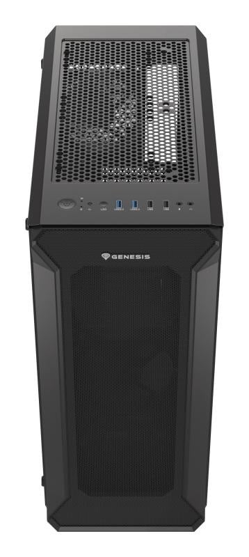 Carcasa GENESIS IRID 505 V2 Mid Tower NEGRU, Tempered Glass, Sloturi Expansiune 8, Drive Bays: 2x3.5" 7x2.5", Ventilatoare Suportate: 6 (spate: 1x120mm, fata: 3x120mm sau 2x140mm, sus: 2x120mm sau 2x140mm), Ventilatoare Incluse: 4 (2x120mm), Format Placa - Img 4