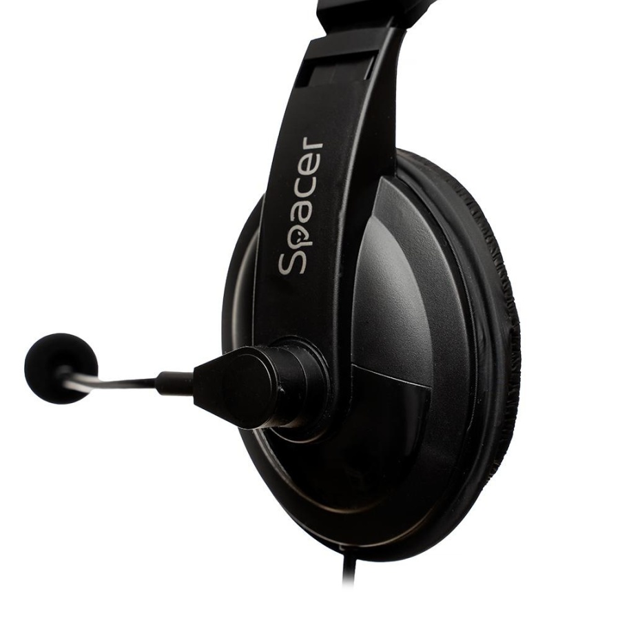 Casti cu micr. Spacer, cu fir, multimedia, 2x Jack 3.mm, microfon pe brat, driver 40mm, 20Hz-20000Hz, 2m, negru - Img 2