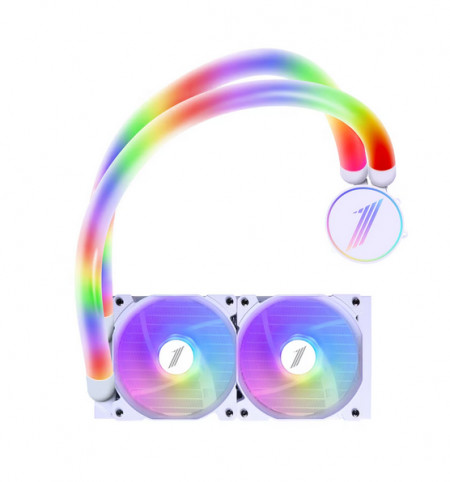 Cooler Procesor 1STPLAYER MOTHRA MT240 INFINITE SPACE ARGB ALB, marime radiator 240mm, 2 ventilatoare ARGB, viteza ventilatoare 2500 RPM +/- 10%, Suport AMD: AM4/FM2/FM1/AM3/AM2/FM3, suport INTEL: LGA 1200/1700/2011/2066/1366