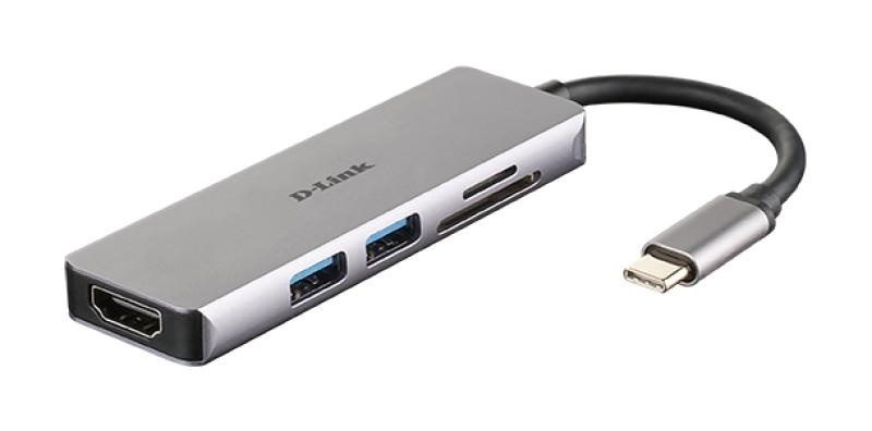 D-Link DUB-M530 5-in-1 USB-C Hub with HDMI and SD/microSD card reader, DUB-M530,1* USB-C connector with USB cable 11.5 cm, 1* HDMI Port, 2* USB Type-APort (USB 3.0), 1* SD card slot, 1* microSD card slot, Weight: 42g. - Img 3