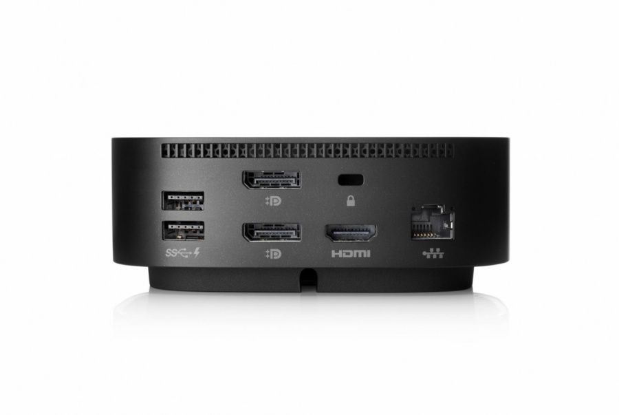 HP Essential Dock G5 Porturi: 1x USB-C power out 15W/ 4x USB-A 3.0/ 1x audio jack/2x DisplayPort 1.4/ 1x RJ-45/ 1xHDMI 2.0. Dimensiuni: 122 x 122 x 45 mm. Greutate: 0.68Kg. - Img 5