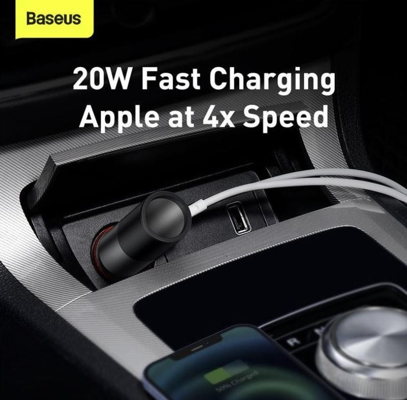 Incarcator auto Baseus Share Together, 1 x USB Output 5V/3A, 1 x USB Type-C max 5V/3A si 1 x bricheta auto 60W, total output 120W, pt. bricheta auto, gri - Img 9