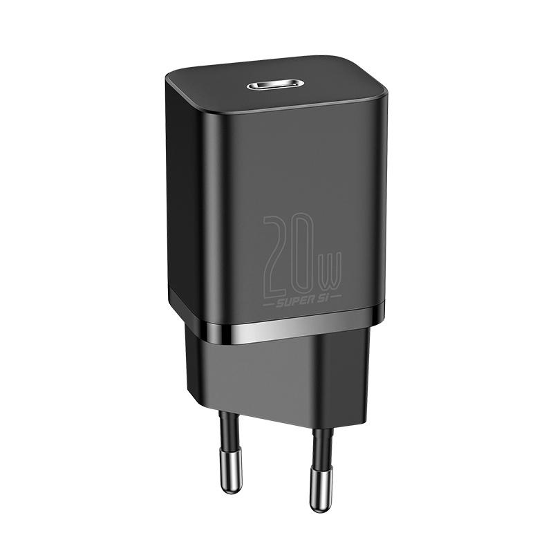 INCARCATOR retea Baseus Super Si, Quick Charge 20W, 1 x USB Type-C 5V/3A max, include cablu USB Type-C la Lightning Iphone 1m, negru - Img 8