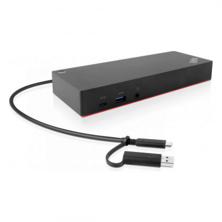 Lenovo ThinkPad Hybrid USB-C with USB-A Dock, I/O Ports: 1x USB-C (Data, 5V/3A power), 3x USB 3.1 Gen2 (10 Gbps, 1 always-on), 2x USB 2.0, Video Ports: 2x DisplayPort 1.2, 2x HDMI, 1x 3.5 mm Stereo/Mic Combo Port, Max Number of External Monitors 2,