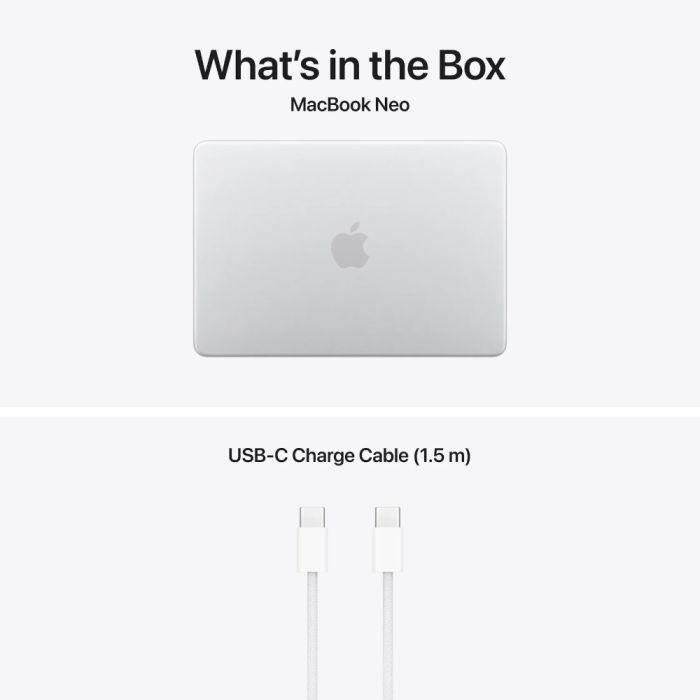 MacBook Neo 13" Retina/Apple A18 Pro (CPU 6-core, GPU 5-core, NeuralEngine16-core)/8GB/512GB - Touch ID - Silver - INT KB (No Adapter) - 2026 - Img 3