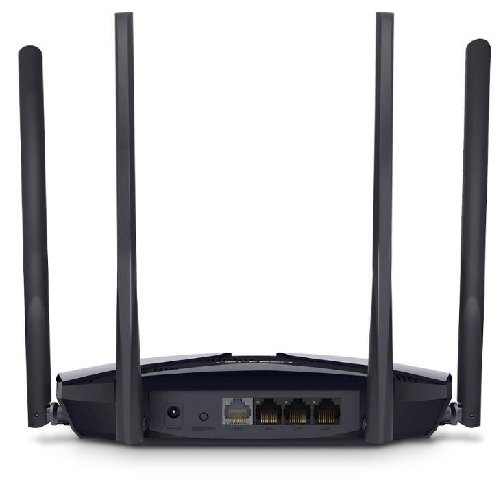 Mercusys MR60X Dual-Band WiFi 6 Router (AX15000), Standarde wireless: Wi-Fi 802.11ax / ac / a / b / g / n, Viteza wireless: 1201 Mbps (5 GHz) + 300 Mbps (2.4 GHz), Interfata: 1 × Port WAN Gigabit + 3 porturi Gigabit LAN, 4 x Antene externe de 5dBi. - Img 2