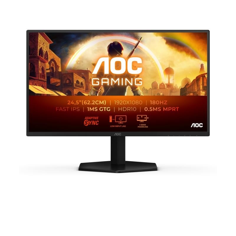 Monitor AOC 24.5" 25G42E, Diagonal (inch): 24.5, Diagonal (cm): 62, Aspect ratio: 16:9, Panel: IPS, Resolution: 1920x1080, Refresh Rate: 180Hz, Response time GtG: 1ms, Response time MPRT: 0.5ms, Brightness (max): 300 cd/m², Contrast (static) : 1000:1, - Img 2
