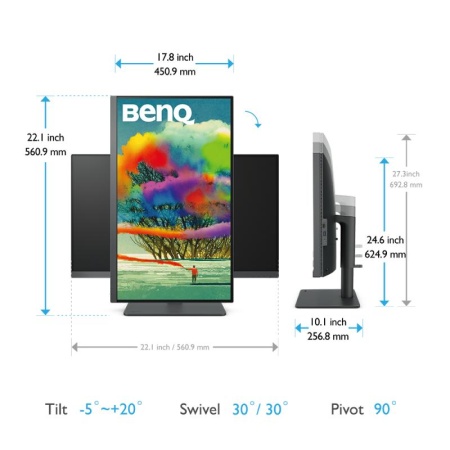 MONITOR BENQ PD2705U 27 inch, Panel Type: IPS, Backlight: LED backlight ,Resolution: 3840x2160, Aspect Ratio: 16:9, Refresh Rate:60Hz, Responsetime GtG: 5ms(GtG), Brightness: 250 cd/m², Contrast (static): 1200:1,Viewing angle: 178°/178°, Color Gamut - Img 9