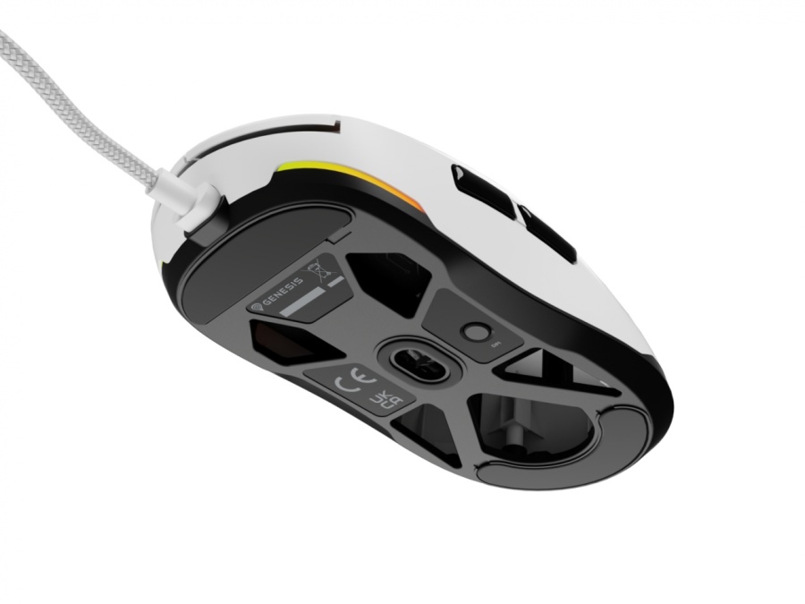 Mouse gaming cu fir Gensesis Krypton 660, interfata USB, 12000 DPI, 6 butoane, iluminare RGB, alb - Img 10