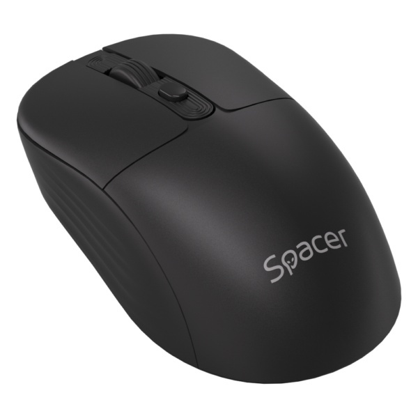 Mouse Spacer wireless, rezolutie 1600DPI, butoane/scroll 4/1,buton ON/OFF, click silentios S/D, baterie 1 x AA, inclusa, dimensiuni 108 x 62 x 36mm, negru - Img 2