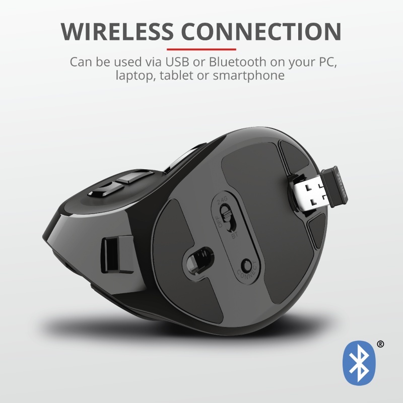 Mouse Trust Voxx, Rechargeable Ergonomic Wireless, negru - Img 9