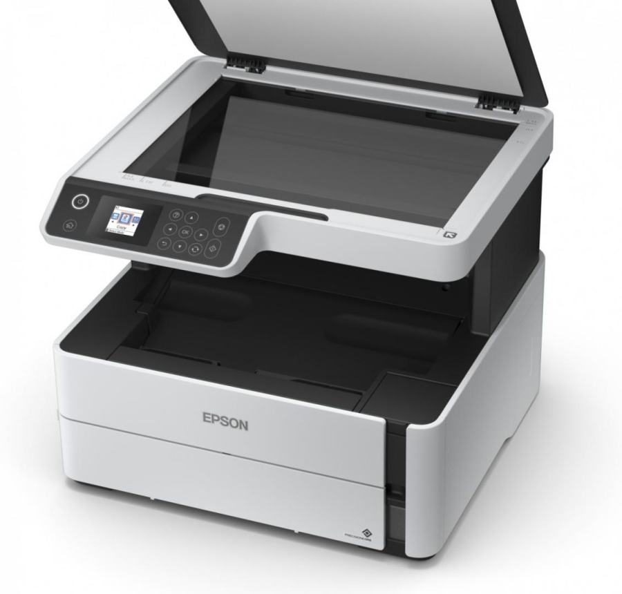 Multifunctional inkjet mono Eco tank M2170, dimensiune A4 (Printare, Copiere, Scanare), viteza 39ppm alb-negru, rezolutie 1200 x 2400 dpi, alimentare hartie 250 coli, scanner CIS rezolutie 1200x2400 dpi, Ecran LCD 3.7cm, interfata: USB, Ethernet, WiFi, - Img 2