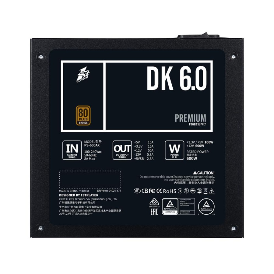 Sursa 1STPLAYER DK PREMIUM PS-600AX, 80+ Bronze, 600W - Img 4