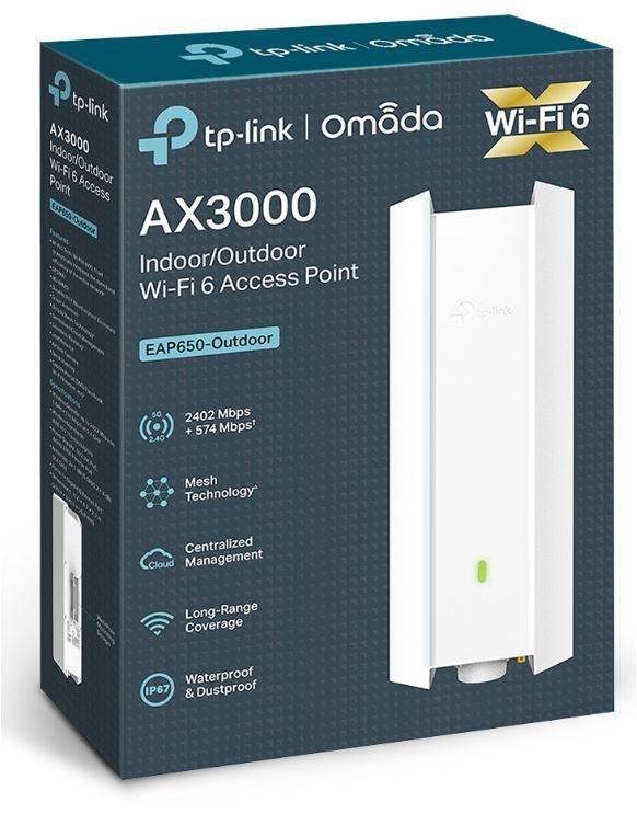 Wireless Access Point TP-Link EAP650-Outdoor, AX3000 Wireless Dual Band Indoor/Outdoor Access Point, 802.3at PoE, STANDARDE WIRELESS: IEEE 802.11ax/ac/n/g/b/a, interfata: 1× Port Ethernet (RJ-45) Gigabit (Suportă PoE 802.3at și Passive PoE), weather - Img 3