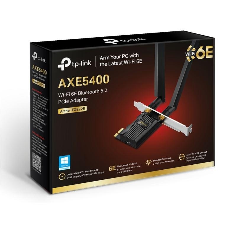 Adaptor wireless TP-Link, Archer TXE72E, AX5400, 2 x antene externe Dual-Band 5Ghz, 2.4 Ghz, PCI-E WI-FI 6E dimensiuni: 55 × 36 × 11.5 mm, Bluetooth 5.2. - Img 2