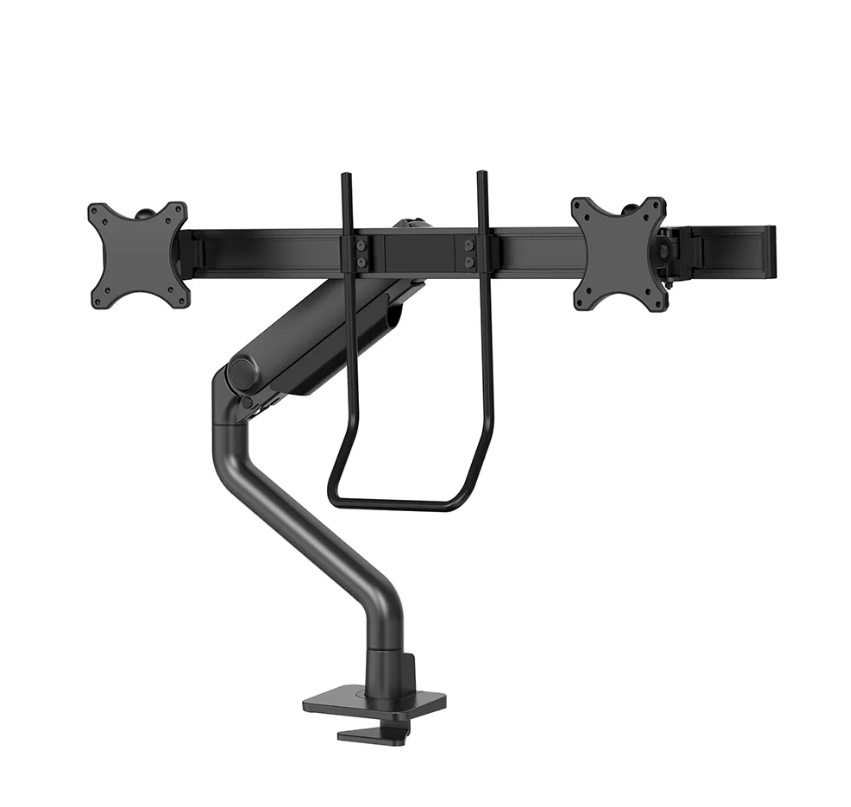 Brat dublu monitor Neomounts DS75S-950BL2; pentru display-uri cu diagonale 17"-32", sistem de prindere VESA 75x75~100x100, greutate maxima suportata 8 - per ecrankg, full motion, tilt 60°, swivel 90°, rotate 180°, distanta fata de perete 204-741mm; gas - Img 2