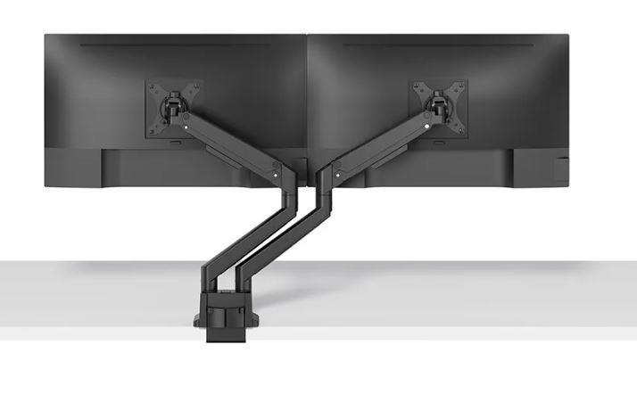 Brat dublu pentru monitor Neomounts, tip full motion, pentru display-uri cu diagonale 17"-32", sistem de prindere VESA 75x75~100x100mm, greutate maxima suportata 9 kg per ecran, tilt +45°, -45°, swivel +90°, -90°, rotate +180°, -180°, reglabil pe - Img 4