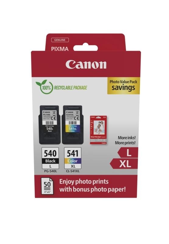 Canon pachet cartuse cearneala PG-540L/CL-541XL Photo value pack, capacitate negru: 300 pagini/11ml, Color: 400 pagini / 15ml, Compatibil cu: PIXMA GM2050, PIXMA MG2140, PIXMA MG2150, PIXMA MG2155, PIXMA MG2250, PIXMA MG3140, PIXMA MG3150, PIXMA MG3250, - Img 2