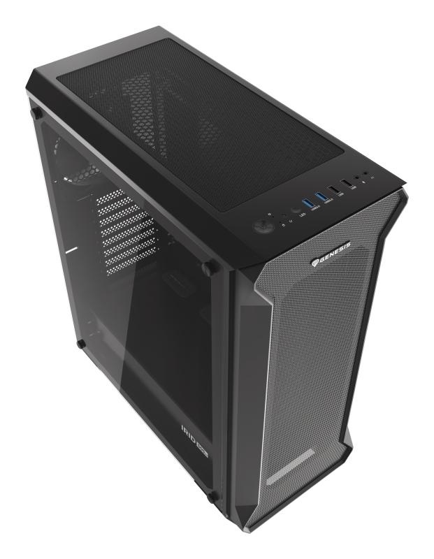 Carcasa GENESIS IRID 505 V2 Mid Tower NEGRU, Tempered Glass, Sloturi Expansiune 8, Drive Bays: 2x3.5" 7x2.5", Ventilatoare Suportate: 6 (spate: 1x120mm, fata: 3x120mm sau 2x140mm, sus: 2x120mm sau 2x140mm), Ventilatoare Incluse: 4 (2x120mm), Format Placa - Img 5