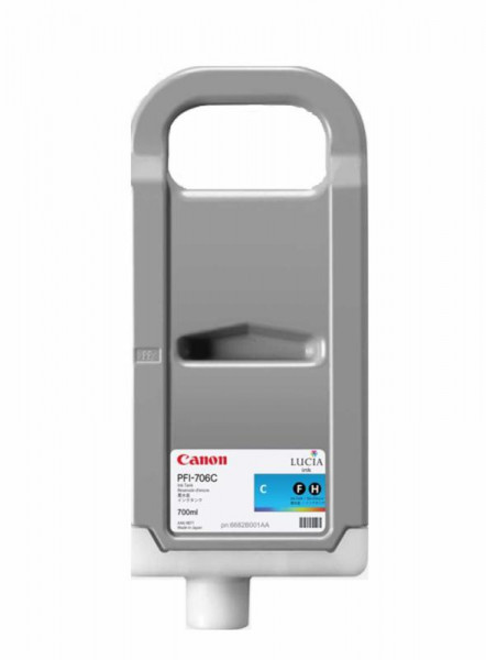 Cartus cerneala Canon PFI-706C, cyan, capacitate 700ml, pentru Canon iPF8300/8300S, iPF8400, iPF9400/9400S