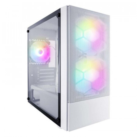 "Case X4-M(M-ATX) WHITE, FRONT PANEL:METAL MESH COVER LEFT SIDE PANEL:TEMPERED GLASS" Front: 2*14cm RGB fan, F1-PLUS-W 14cm fan 4PIN(Molex) Rear: 1*12cm RGB fan,F1-W 12cm fan 4PIN(Molex)