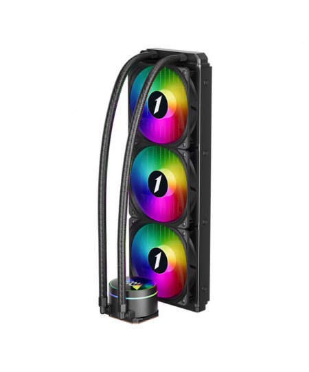 Cooler Procesor 1STPLAYER THUNDERSTORM TS3 360 NEGRU, marime radiator 380mm, 3 ventilatoare ARGB, Viteza ventilatoare 600-1800 RPM +/- 10%, Viteza pompa: 2500 +/- 10%, Suport AMD: AM5/AM4/AM3/AM2/FM3/FM2/FM1, suport INTEL: LGA1700/115x/1366/2011 Airflow: - Img 2