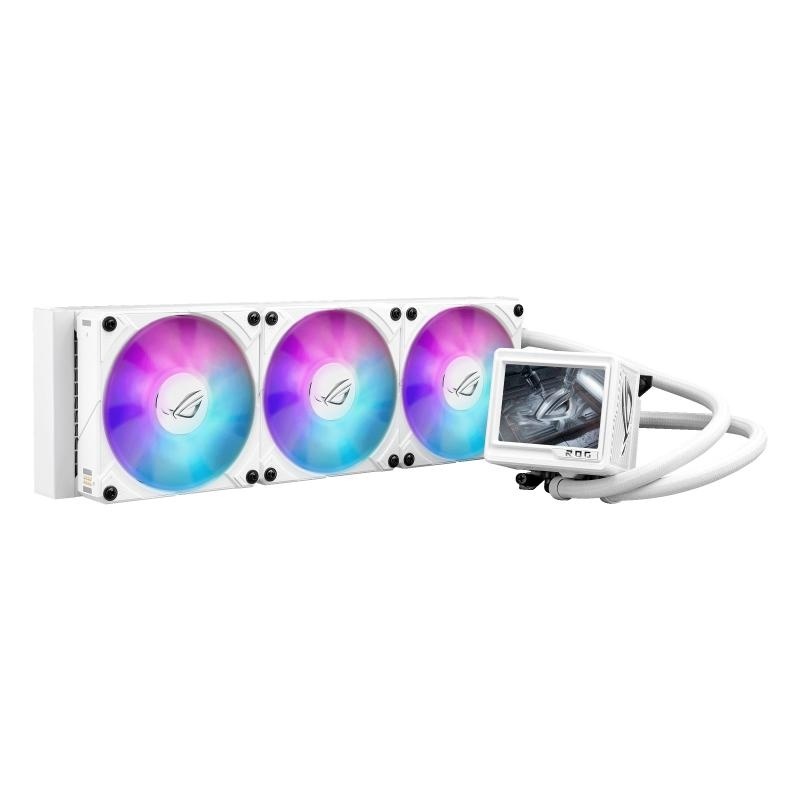 Cooler Procesor ASUS ROG RYUJIN III 360 ARGB EXTREME ALB, marime radiator 399.5mm, 3 ventilatoare ARGB, Viteza ventilatoare 2800 RPM +/- 10%, Viteza pompa: 5100 +/- 10%, Suport AMD: AM4, AM5, suport INTEL: LGA 115x/1200/1700/1851, Airflow: 89.73 CFM, - Img 2