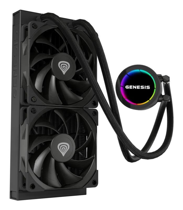 Cooler Procesor GENESIS HYDRIA 240 NEGRU, dimensiune radiator 276x120x27mm, 2 ventilatoare ARGB, Viteza ventilatoare: 500-1550 RPM, Airflow ventilatoare: 80 CFM, Suport AMD: AM4/AM5, suport INTEL: LGA 1151/1156/1150/1200/1700/1851 - Img 9
