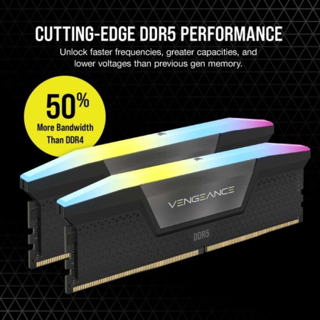 CORSAIR VENGEANCE RGB DDR5 96GB (2 x 48GB) DDR5 6400 CL32-40-40-84 1.40V Intel XMP - BLACK - Img 8