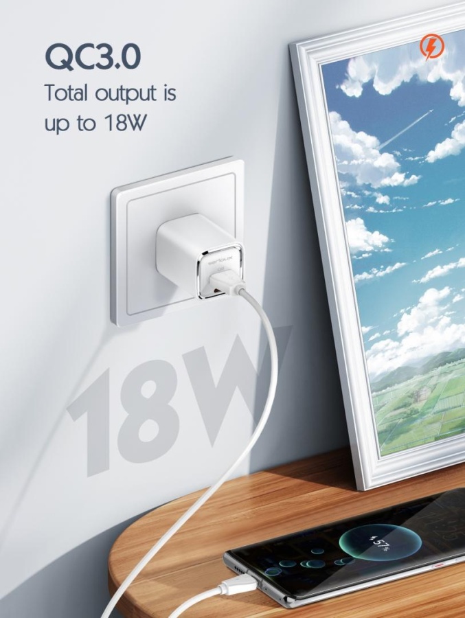Incarcator retea Serioux 30W Quick Charge, Intrare AC100-240V~ 50/60Hz 0.7A Max, PD Ieșire: 5V-3A, 9V-3A, 12V-2.5A, 15V 2A, 20V=1.5A (30W), QC Ieșire: 5V-3A, 9V-2A, 12V=1.5A (18W), PD+QC=5V=3.6A, Total: 30W Max - Img 6