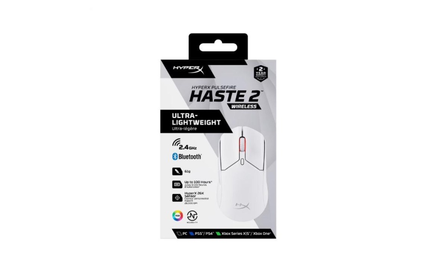 Mouse HP cu fir, HYPERX Pulsefire Haste, Pixart 3327 sensor, DPI pana la 26.000, greutate 254g, Wireless, White - Img 3