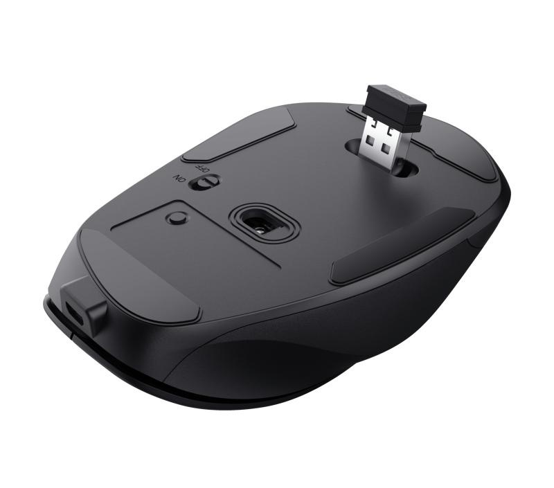 Mouse Trust Fyda ergonomic, reincarcabil, wireless RF 2.4GHz, USB2.0, 6 butoane, rezolutie 2400 DPI, negru - Img 10