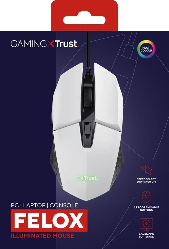 Mouse Trust GXT110W Felox cu fir, rezolutie maxima 6400 DPI, alb - Img 12