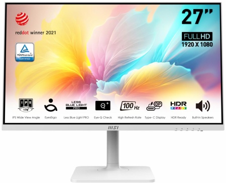 MS-3PA4,MSI,ID1/White-White,27,Anti-Glare,Non- touch,IPS,FHD,LED,Flat,100Hz,1ms,16:9,EU,36M, +PIVOT/MD2,