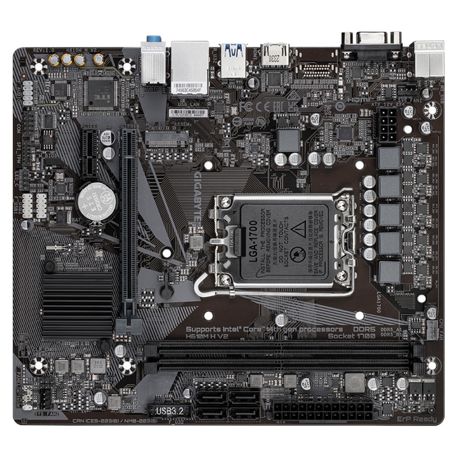 Placa de baza GIGABYTE H610M H V2 LGA1700, 2x DDR5, 1x PCIE x16 1x PCIE x1, 1x M.2, 1x D-Sub 1x HDMI, 4x SATA 6GB/s, mATX - Img 4
