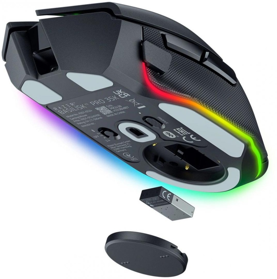 Razer Basilisk V3 35K, wireless, bluetooth, rezolutie maxima 35000 DPI, 11 butoane programabile, autonomie pana la 140h (mod wireless, miscare constanta la 1000Hz), pana la 210h (mod bluetooth), iluminare Razer Chroma™ RGB, senzor Focus Pro 35K Optical - Img 3