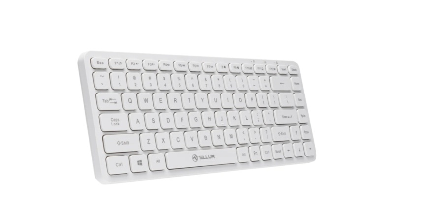 Tastatura wireless Tellur mini, numar tasete 84, dinmensiune 430 x 123 x 15 mm, alb - Img 2