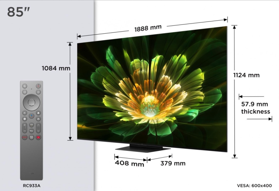 Televizor TCL Mini LED 85Q7C, 215 cm, Smart Google TV, 4K Ultra HD, (Model 2025) - Img 2