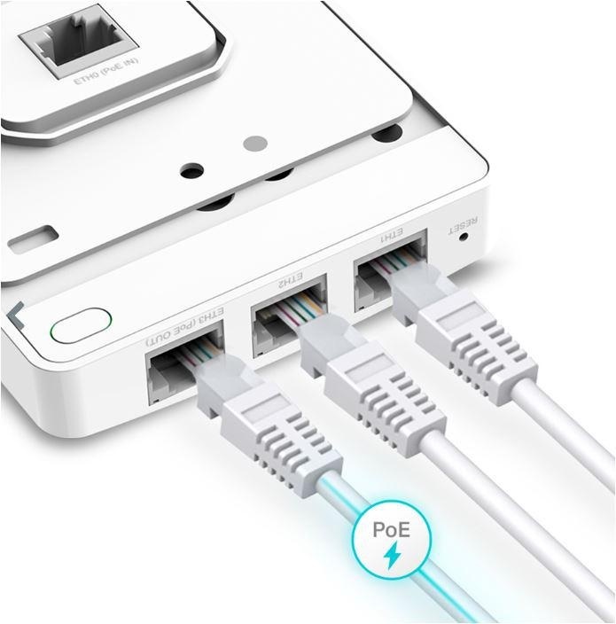 TP-Link Wireless Access Point EAP615-Wall, AX1800 WIFI 6, Dual-Band, Uplink 1× Gigabit Ethernet (RJ-45) Port, Downlink 3× 10/100/1000 Mbps Ethernet Ports, Wireless Standards IEEE 802.11ax/ac/n/g/b/a, 5 GHz: Up to 1201 Mbps, 2.4 GHz: Up to 574 Mbps, - Img 2