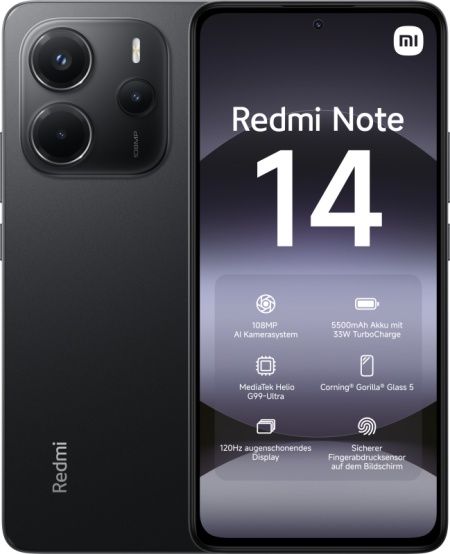 Xiaomi Redmi Note 14. Display diagonal: 16.9 cm (6.67"), Display resolution: 2400 x 1080 pixels. Processor family: MediaTek, Processor model: Helio G99 Ultra. RAM capacity: 6 GB, RAM type: LPPDDR4X, Internal storage capacity: 128 GB. Rear camera - Img 2