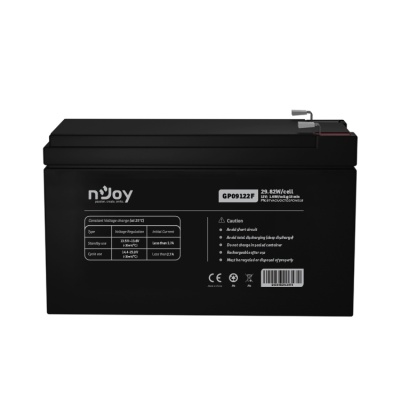 ACUMULATOR NJOY GP09122F 12V Tip VRLA AGM Terminale F2 Durata teoretica de viata in mod asteptare pana la 5 ani Cycle Use 14.4V-15.0V (-30mV/C), max. Current: 2.7A Float Use 13.5-13.8V (-20 mV/C) https://www.njoy.global/product/gp09122f?el=resources - Img 2