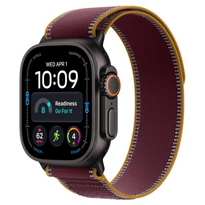 Apple Watch Ultra 4 GPS + Cellular 49mm Black Titanium Case with Burgundy Trail Loop - M/L