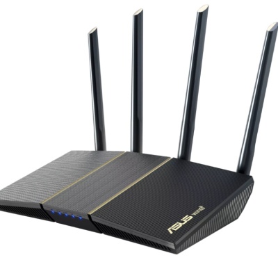 Asus Wireless Router RT-AX57, AX3000 2402 Mbps+ 574 Mbps, Dual-Band-2.4, 5Ghz, WI-FI 6, 4 x antene externe, Procesor: 1.7GHz quad-core, Memorie: 256 Mb RAM, 128Mb Flash, interfata: 1 x WAN, 4 x 10/100/1000, Dimensiuni: 230 x 134 x 56 mm, Greutate: 374g.
