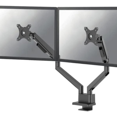 Brat dublu pentru monitor Neomounts, tip full motion, pentru display-uri cu diagonale 17"-32", sistem de prindere VESA 75x75~100x100mm, greutate maxima suportata 9 kg per ecran, tilt +45°, -45°, swivel +90°, -90°, rotate +180°, -180°, reglabil pe
