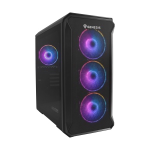 Carcasa GENESIS IRID 503 V2 Mini Tower ARGB NEGRU, Tempered Glass, Sloturi Expansiune 5, Drive Bays: 2x3.5" 3x2.5", Ventilatoare Suportate: 6 (spate: 1x120mm, fata: 3x120mm sau 2x140mm, sus: 2x120mm sau 2x140mm), Ventilatoare Incluse: 4 (4x120mm), Format